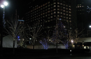 Holiday lights in Downtown Detroit 
